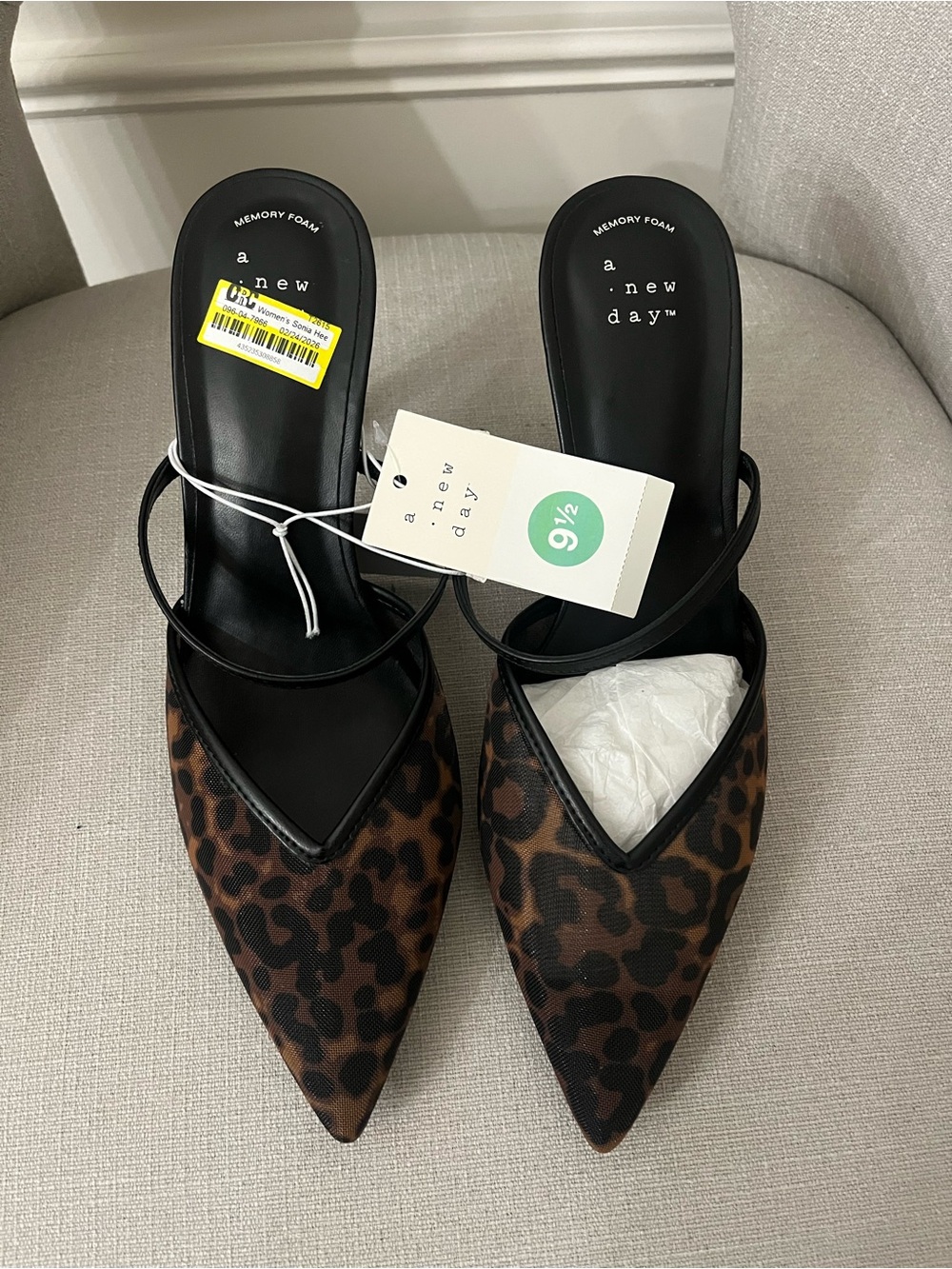 a new day Brown Leopard Pointed-Toe Mules with Black Footbed